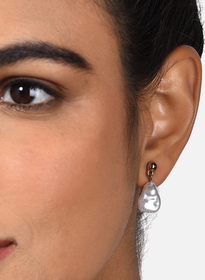 Ami Gold Tone Set Of 20 Contemporary Pearls Drop, Studs and Hoop Earrings For Women-ZPFK19437 - Image 5