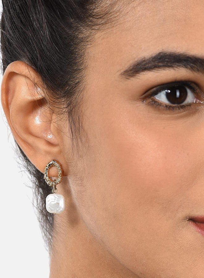 Ami Gold Tone Set Of 20 Contemporary Pearls Drop, Studs and Hoop Earrings For Women-ZPFK19437 - Image 3