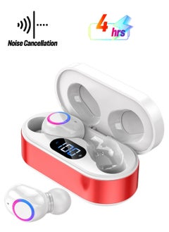 FlashHawk F12 True Wireless In-Ear Earbuds BT 5.2 With Charging Case White Red  - Image 1