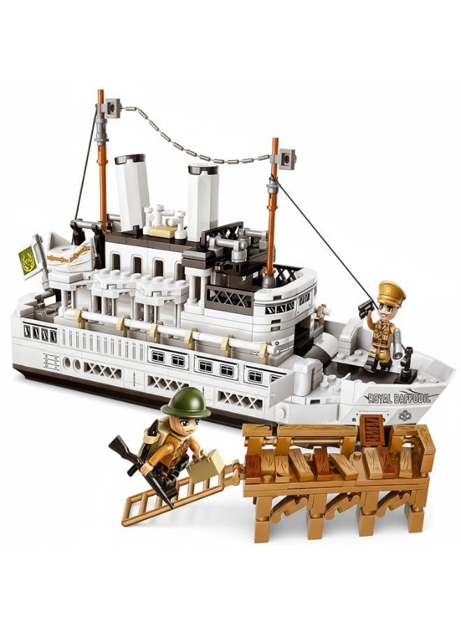 Qman World War II Military Ship Building Blocks Set-455 Pieces with 2 Minifigures - Image 2