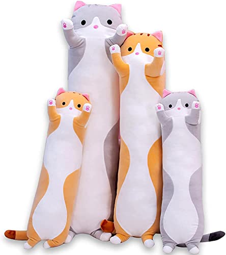Oeonuas Store Cute Cat Plush Long Body Pillow Cuddle Cartoon Stuffed Animals Cat Plushie Soft Doll Pillows Gifts for Kids Girls Orange 19 - Image 1