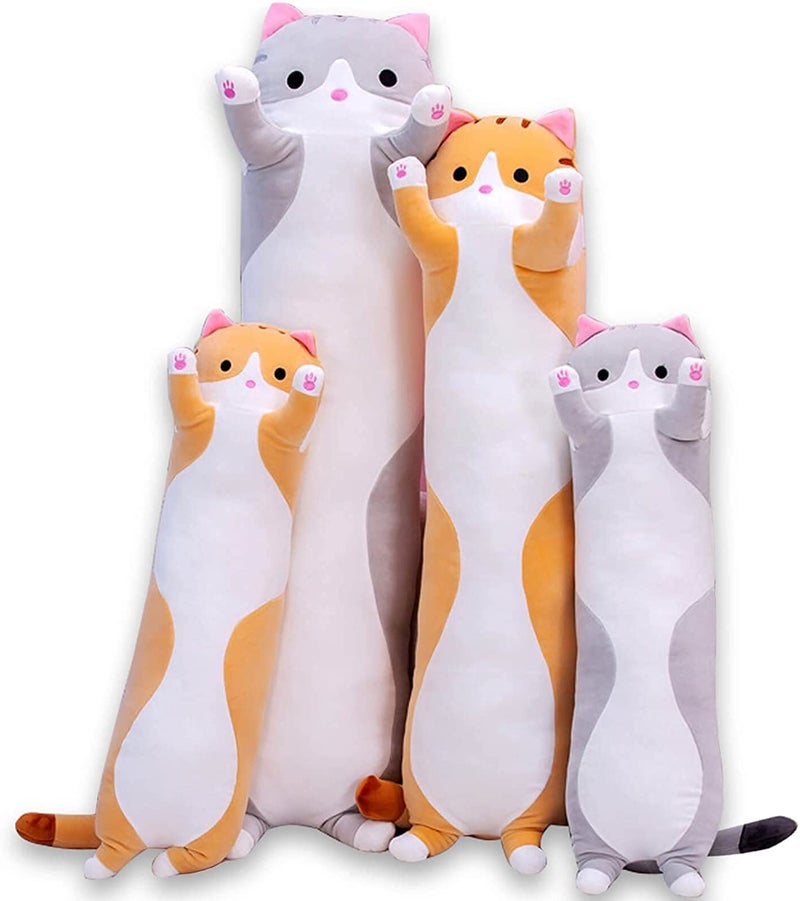 Oeonuas Store Cute Cat Plush Long Body Pillow Cuddle Cartoon Stuffed Animals Cat Plushie Soft Doll Pillows Gifts for Kids Girls Orange 19 - Image 2