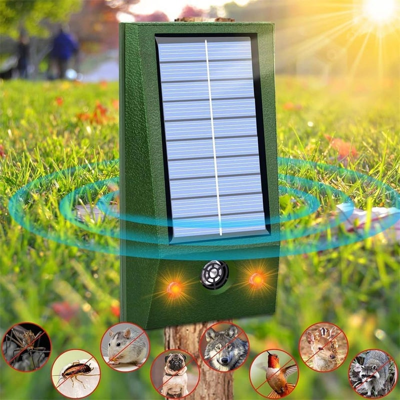 YARDHOBI Solar Ultrasonic Animal Repellent, Squirrel Repellent, Outdoor Mouse Repellent Devices with Strobe Flashing Light Waterproof Solar Animal Repeller for Wolves, Dog, Deer, Yard Garden - Image 1