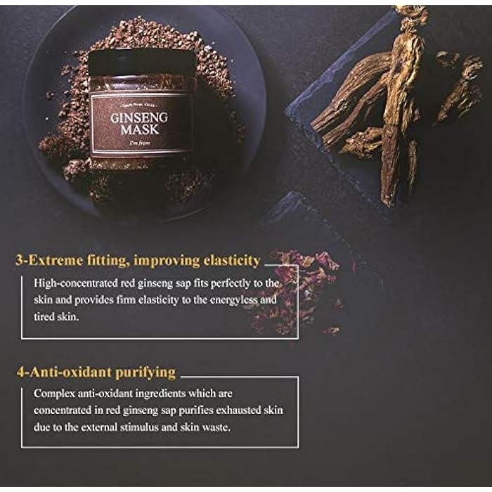 I'm from] Ginseng Mask, detox, elasticity, prevent fine lines, 3.97% ginseng extract, 120g, 4.23oz - Image 5