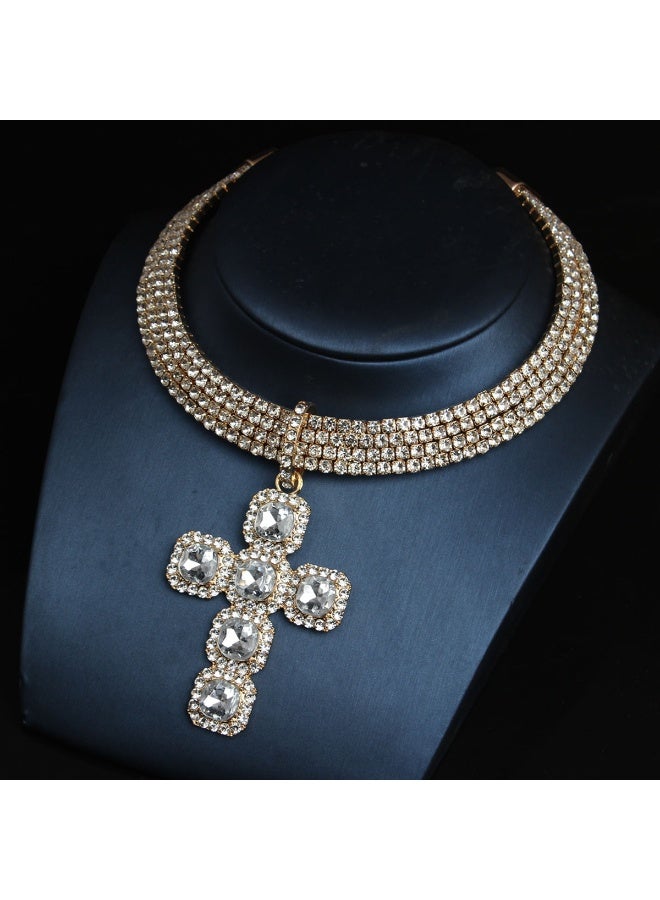 NIBEMINENT Personalized Rhinestone Cross Pendant Necklace