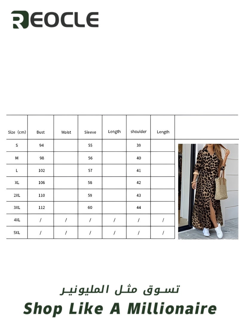 REOCLE Spring And Summer Shirt Long Skirt Dress for Women Casual Loose Design Long-sleeved Design Modify Figure  - Image 5