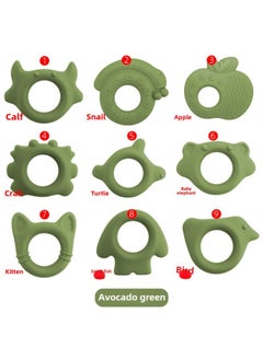Baby Gum Animal Bracelet Food Grade Bite Boiled Baby Grinding Stick Teething Toy In Stock-Color:Avocado Green-Specifications:⑥ Baby Elephant Tooth Gum