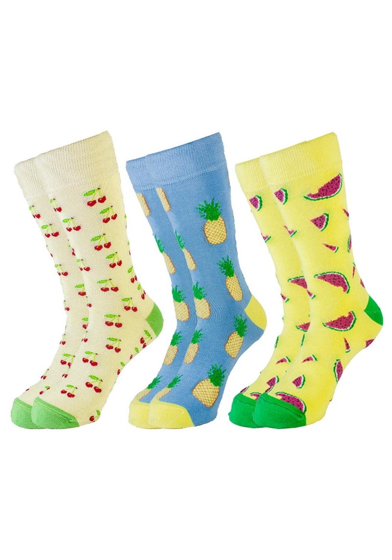 سام سوكس للنساء مجموعة من 3 شراب طويل فواكه 2 مشكل الوان - Image 1