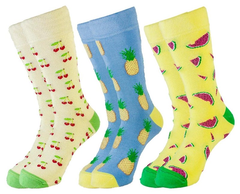 SAM SOCKS Women Set Of 3 Long Fruit Pattern 2 Sock Multi Color - Image 1