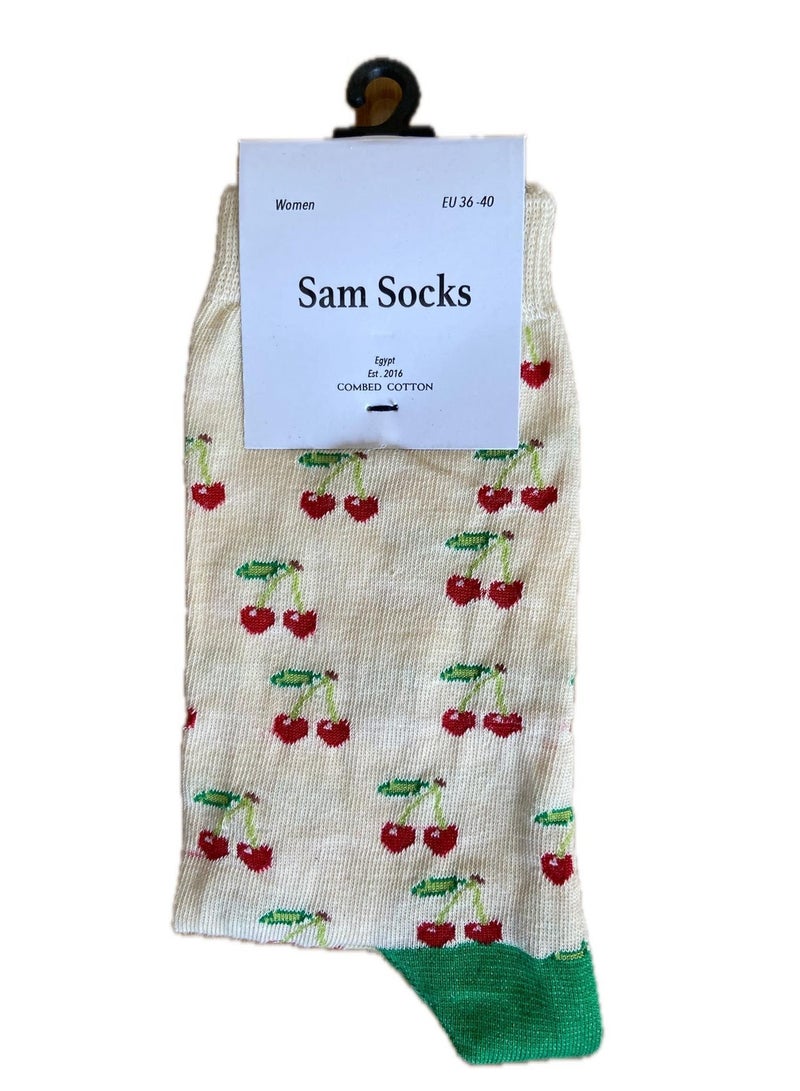 SAM SOCKS Women Set Of 3 Long Fruit Pattern 2 Sock Multi Color - Image 5