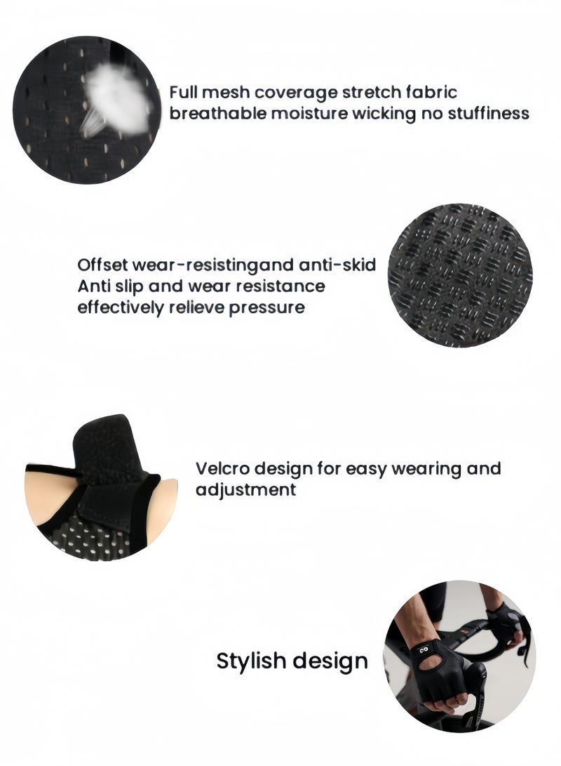 GO LOVE JOY Fitness Gloves for Men & Women - Breathable Half Finger with Non-Slip Palm Protection & Wrist Support (Black) - Image 3