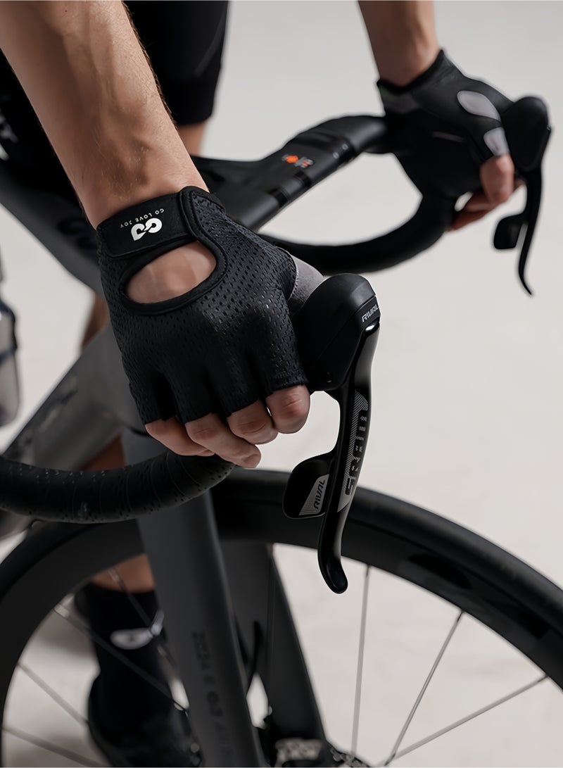GO LOVE JOY Fitness Gloves for Men & Women - Breathable Half Finger with Non-Slip Palm Protection & Wrist Support (Black) - Image 4