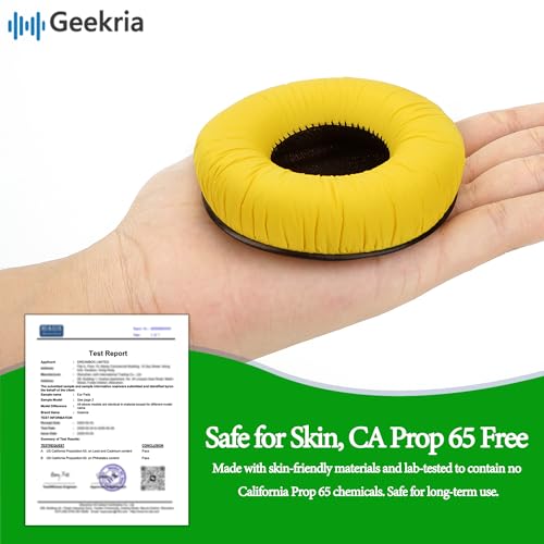 Geekria QuickFit Leatherette Replacement Ear Pads for Sennheiser HD25, HD25-II, HD25SP, HD25SP-II, Limited 75th Anniversary Edition Headphones, Ear Cushions with Video Guide (Yellow) - Image 2