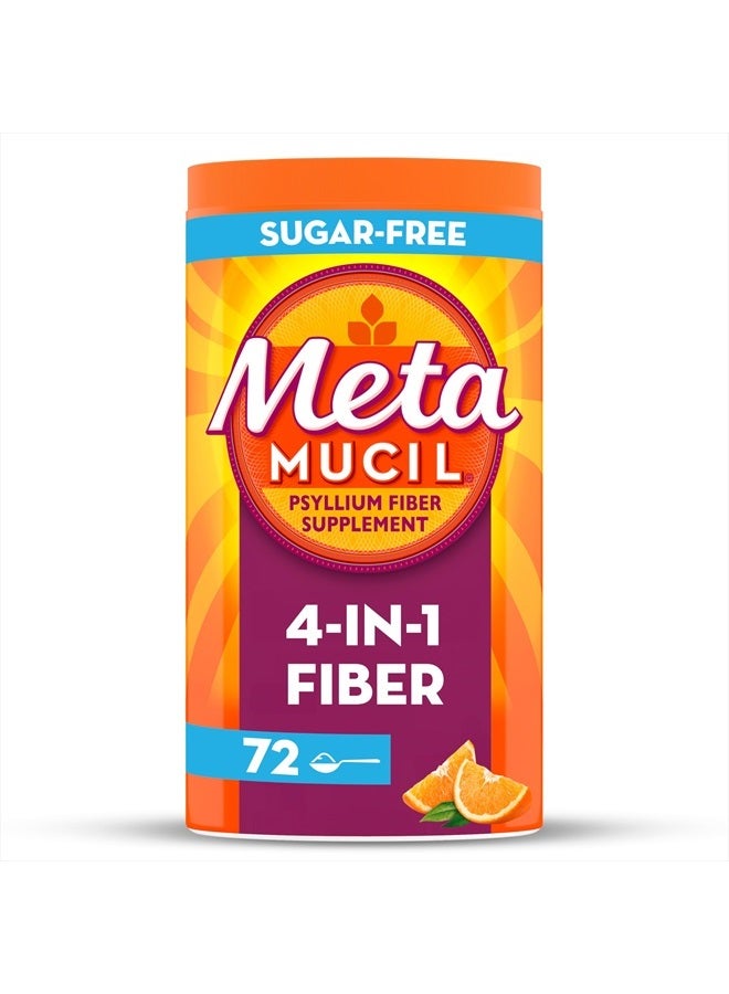 Metamucil Fiber, 4-in-1 Orange SugarFree Powder 72 - Image 1