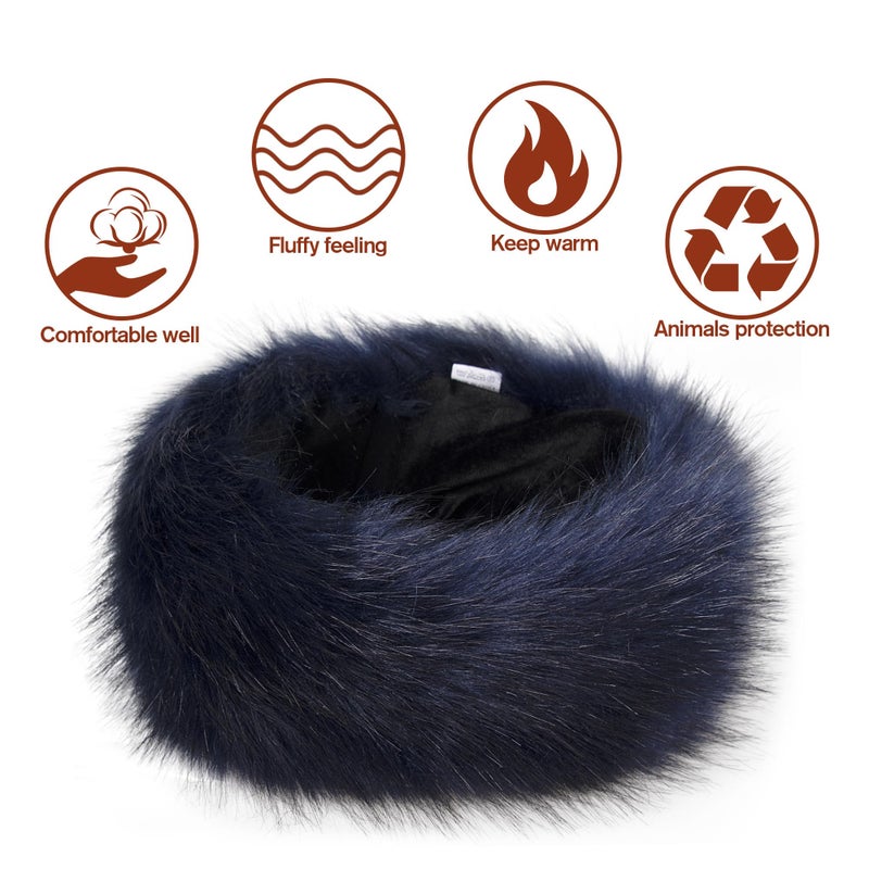 Dikoaina Womens Faux Fur Headband Winter Earwarmer Earmuff Ski - Image 4