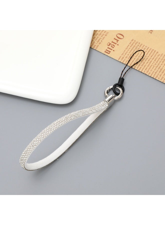 NIBEMINENT Phone Charm/ Chain Strap for Women Girls, Leather Diamond Set Cell Phone Case Lanyard Wrist Strap，K2776/White - Image 1