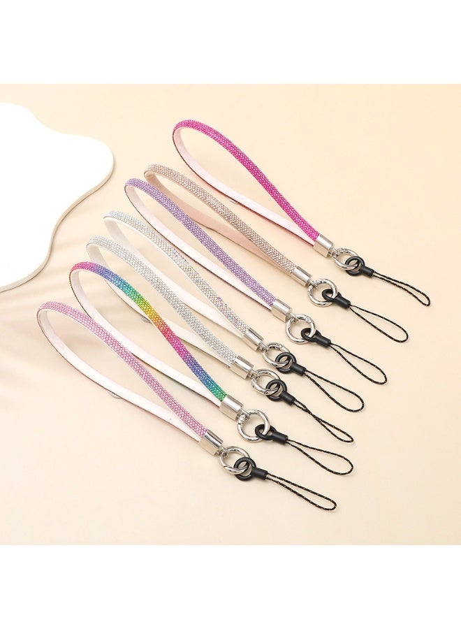 NIBEMINENT Phone Charm/ Chain Strap for Women Girls, Leather Diamond Set Cell Phone Case Lanyard Wrist Strap，K2776/White - Image 2