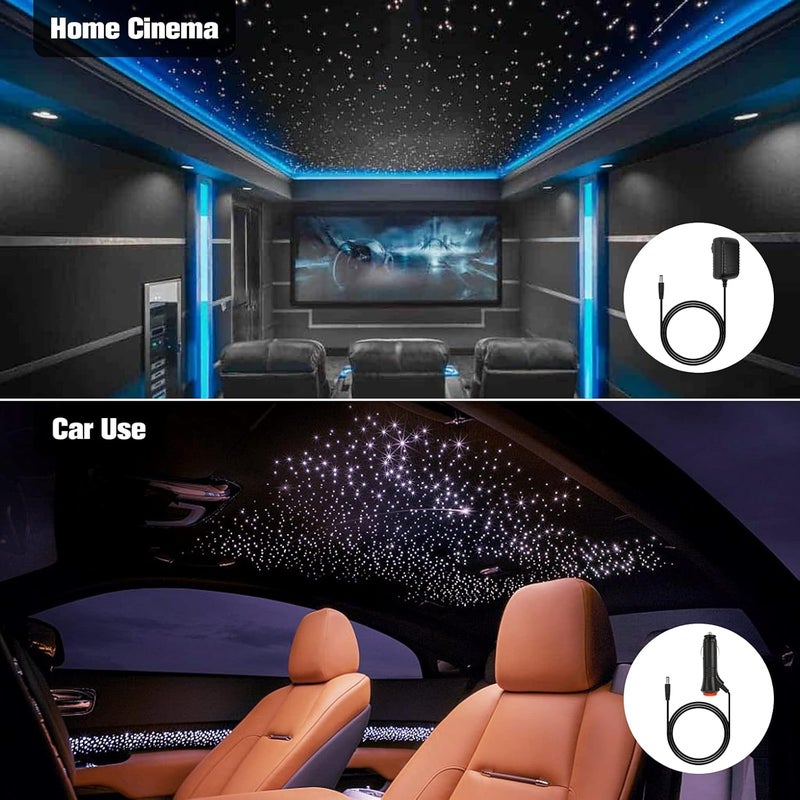 CHINLY 16W 300pcs 0.03in 9.8ft Car Use Bluetooth RGBW LED Fiber Optic APP&Remote Music Mode Starlight Headliner Light Kit+Adapter+Cigarette Lighter - Image 3