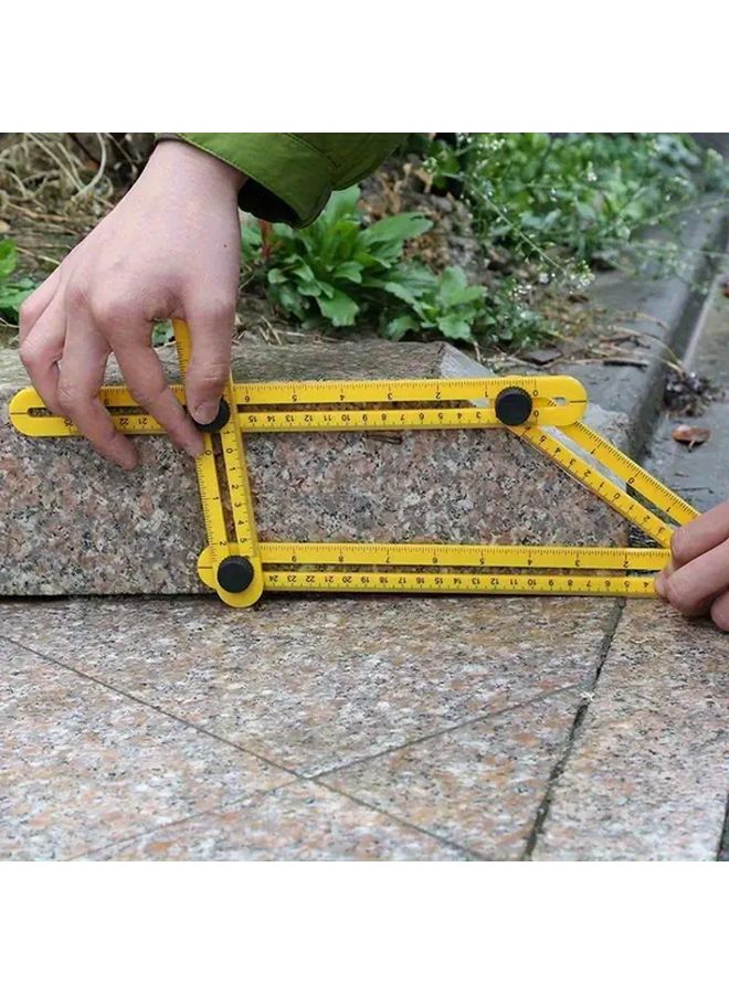 Yellow Heavy Duty 4 in 1 Multi Angle Tool with Folding Design Built in Ruler for Construction DIY - Image 5