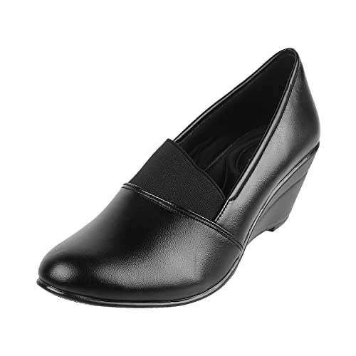 Mochi Metro Women's Black Faux Leather Fashion Heel Pumps UK/6 EU/39 (31-4801) - Image 1