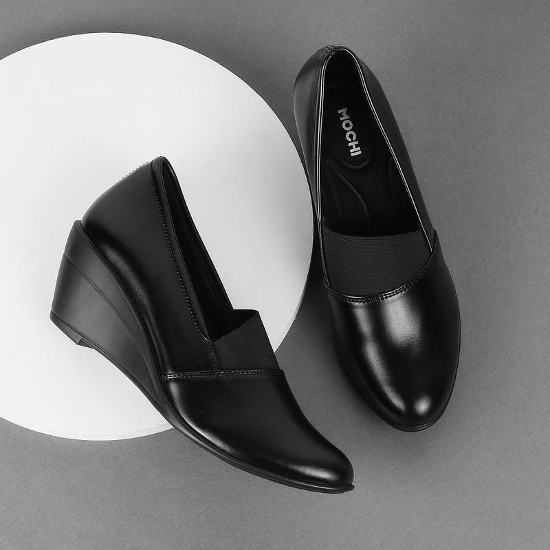 Mochi Metro Women's Black Faux Leather Fashion Heel Pumps UK/6 EU/39 (31-4801) - Image 2