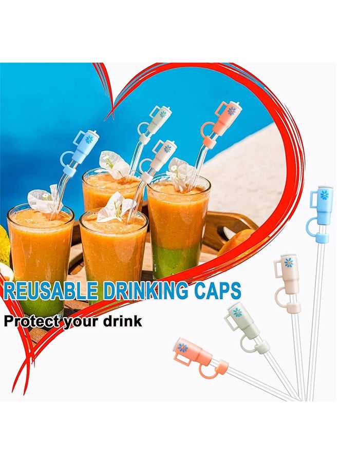 Generic - Straw Covers Cap Fit for Stanley Cup, 4Pcs 10mm Silicone Straw Topper for Stanley Cup, Dust-Proof Drinking Straw Reusable Straw Tips Lids - Image 1