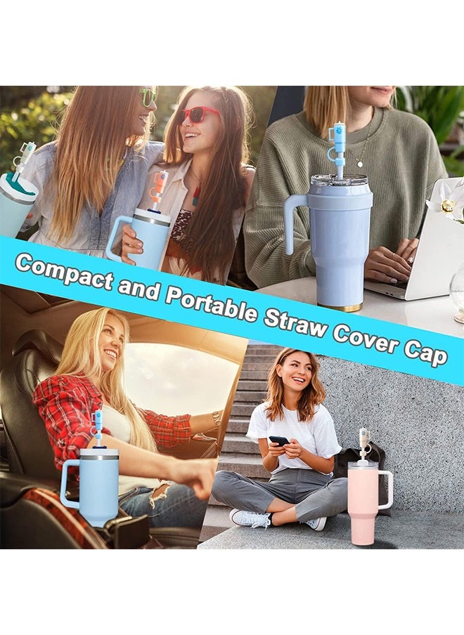 Generic - Straw Covers Cap Fit for Stanley Cup, 4Pcs 10mm Silicone Straw Topper for Stanley Cup, Dust-Proof Drinking Straw Reusable Straw Tips Lids - Image 1