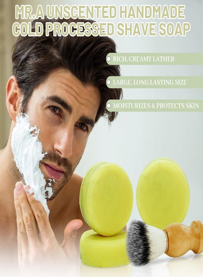 Mr.A 3Pack Shaving Soap for Men, Shaving Soaps Puck for Sensitive Skin, Unscented Shave Soap Bar, Rich Lasting Lather, Light Natural Scent - Image 2
