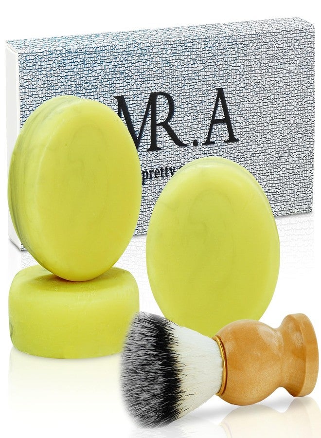 Mr.A 3Pack Shaving Soap for Men, Shaving Soaps Puck for Sensitive Skin, Unscented Shave Soap Bar, Rich Lasting Lather, Light Natural Scent - Image 1