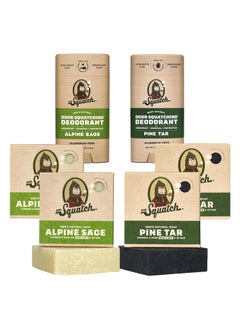 Dr. Squatch Dr Squatch Manly Soap and Deodorant Variety Pack  Handmade with Organic Oils AluminumFree  Pine Tar and Alpine Sage 