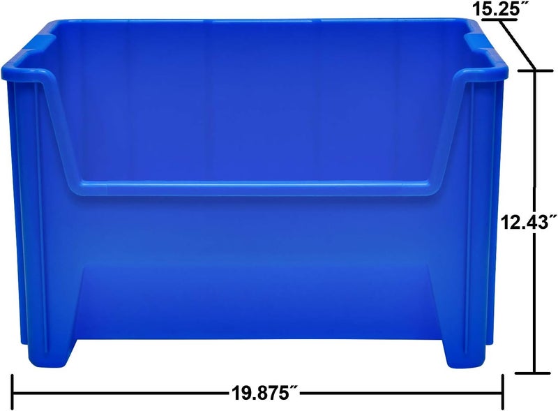 AkroMils 13017 Stak-N-Store Heavy Duty Stackable Open Front Plastic Storage Container Bin, (15-Inch x 20-Inch x 12-1/2-Inch), Clear, (3-Pack) - Image 2
