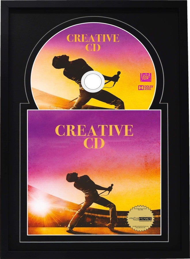 Creative Picture Frames 8" x 12" CD Jukebox Music Frame Double Black-Black Matting Displays Cover Art and 4 7/8-inch Dia. Disc Self Standing with Wall Hanger - Image 1