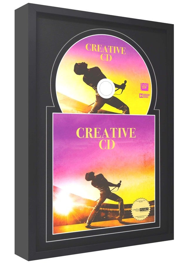 Creative Picture Frames 8" x 12" CD Jukebox Music Frame Double Black-Black Matting Displays Cover Art and 4 7/8-inch Dia. Disc Self Standing with Wall Hanger - Image 2