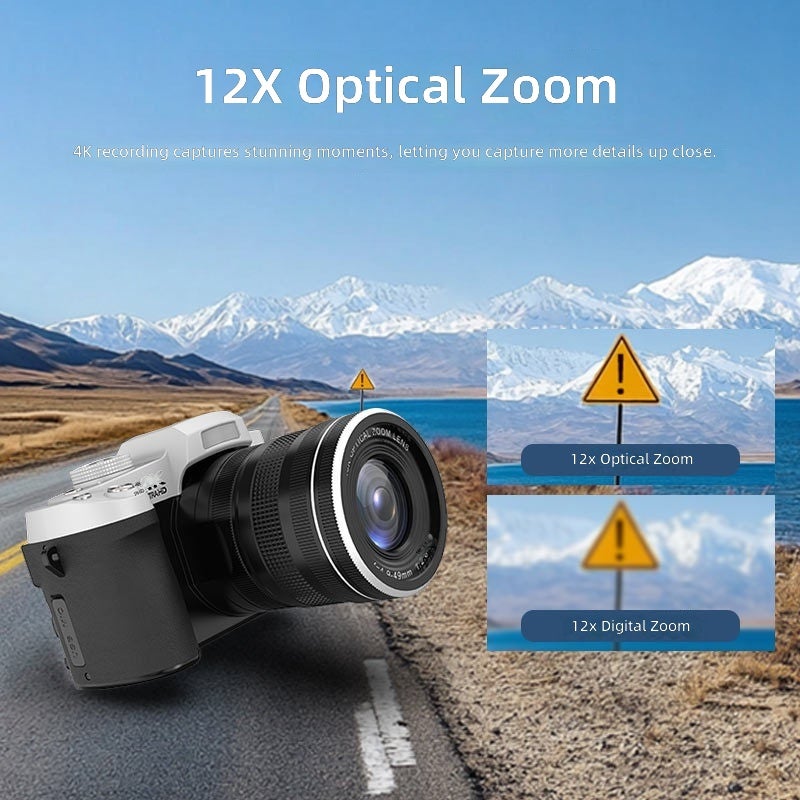 Cross-Border 12x Optical Zoom Mirrorless Camera for Outdoor Travel, Vlog Photography, Retro HD Digital Camera, Professional Shooting - Image 2