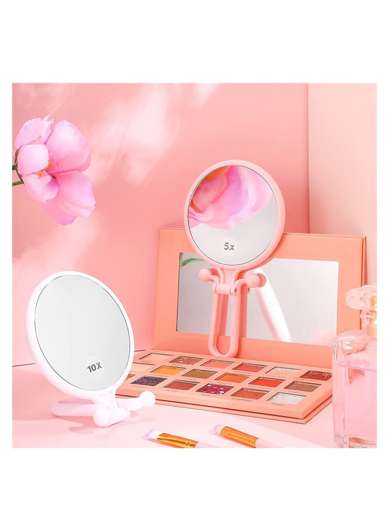 Double Sided Makeup Mirror Portable 1X 5X Magnification Adjustable Stand Handheld Compact Mirror for Travel and Beauty - Image 3