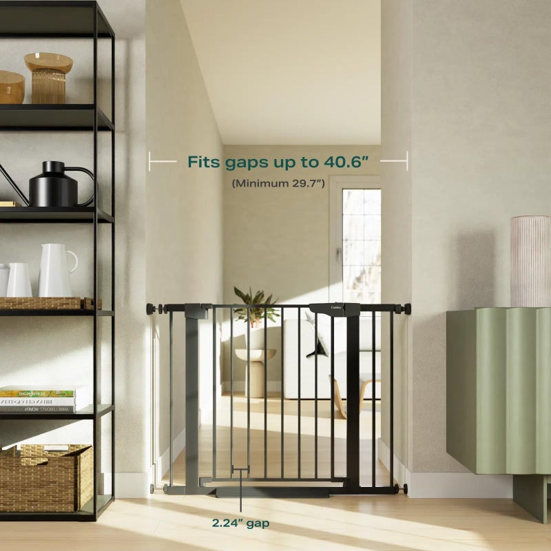 Cumbor 29.7-40.6" Baby Gate for Stairs, Baby Essential Safety Gate, Mom's Choice Awards Winner-Dog Gate for Doorways, Pressure Mounted Auto-Close Pet Gates for Dogs Indoor, Durable Child Gate, Black - Image 2