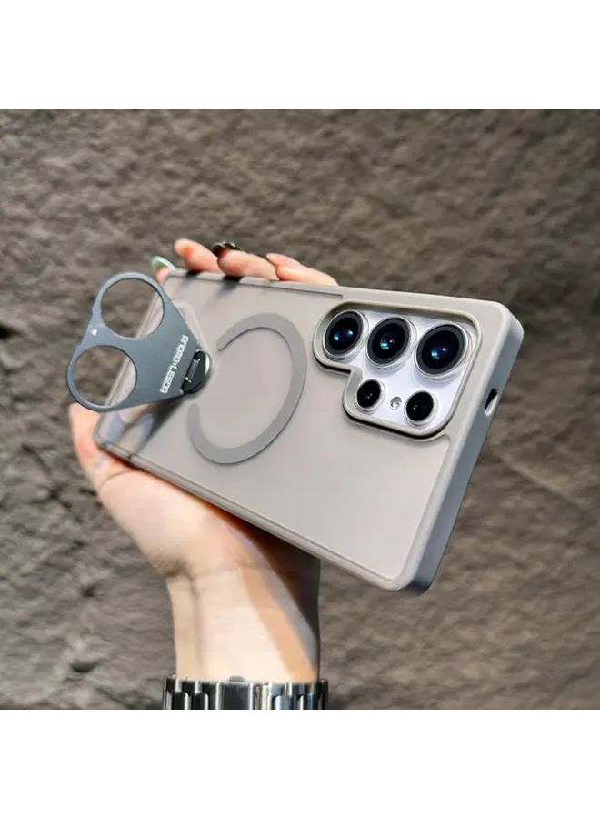 Purple 360 Rotatable Ring Stand Magnetic Case For Galaxy S25 Plus Frosted Matte Cover Transparent Shockproof Design - Image 3