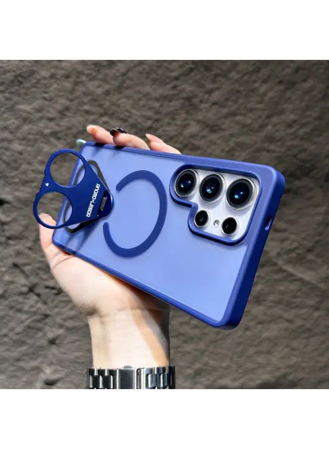 Purple 360 Rotatable Ring Stand Magnetic Case For Galaxy S25 Plus Frosted Matte Cover Transparent Shockproof Design - Image 1