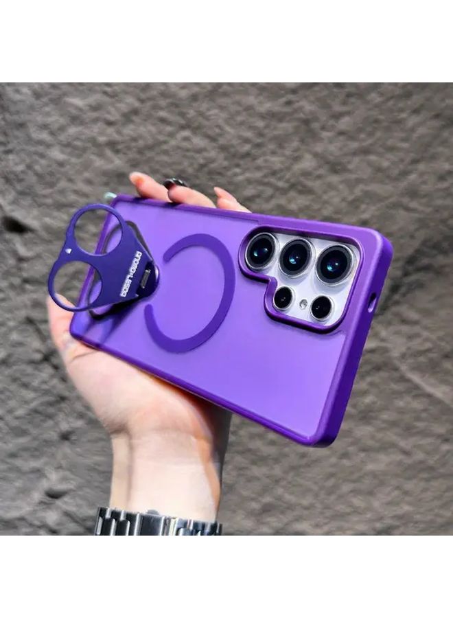 Purple 360 Rotatable Ring Stand Magnetic Case For Galaxy S25 Plus Frosted Matte Cover Transparent Shockproof Design - Image 4
