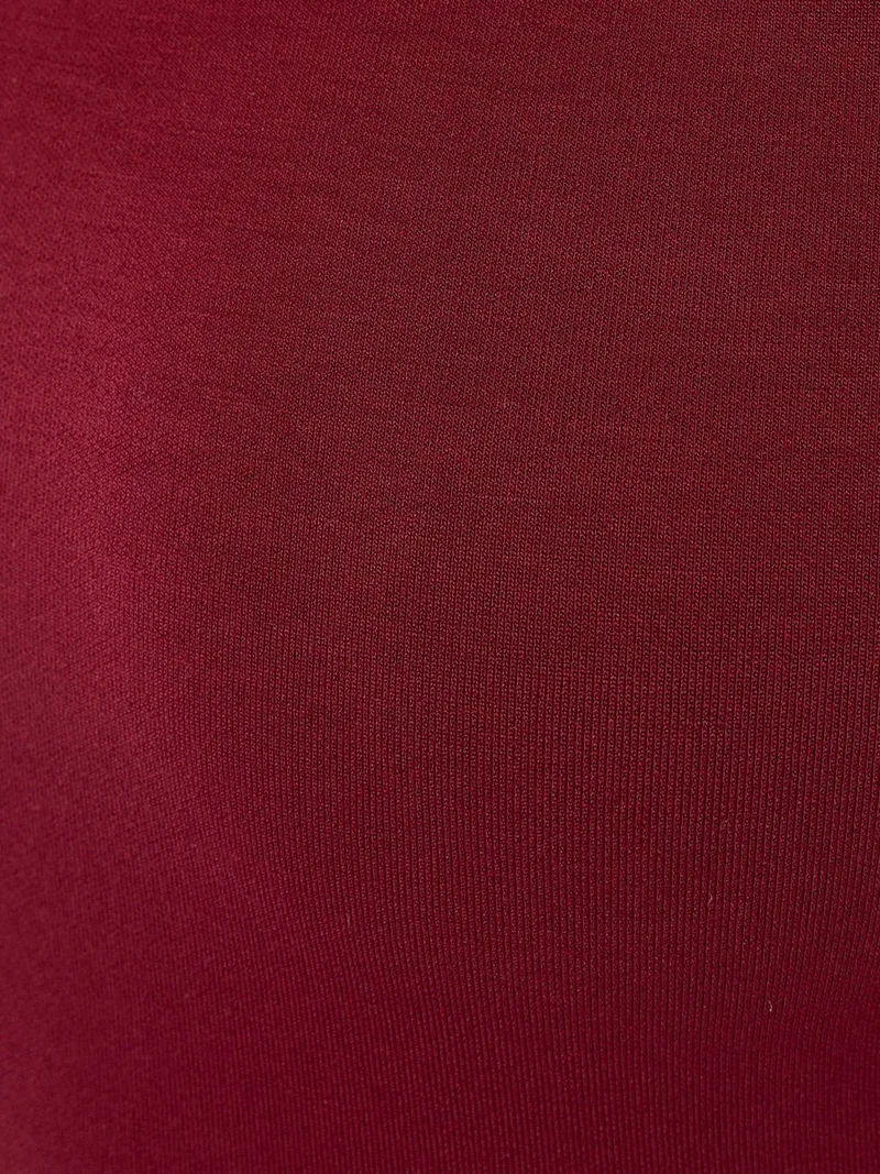 HICCUP Burgundy Red Asymmetrical Neck Long Sleeve Slim Fit Top for Women | Best Price UAE