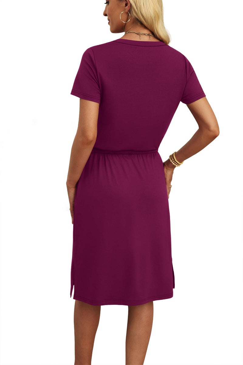 OFEEFAN Womens Dresses Casual Summer 2026 Short Sleeve with Pockets Maxi Spring Dress Vacation Outfits for Women Purple XL - Image 5