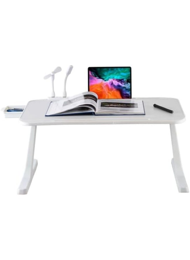 Foldable USB Laptop Bed Table with LED Light Fan and Storage Drawer, Multi Function Study Desk for Work Reading and Home Use - Image 4