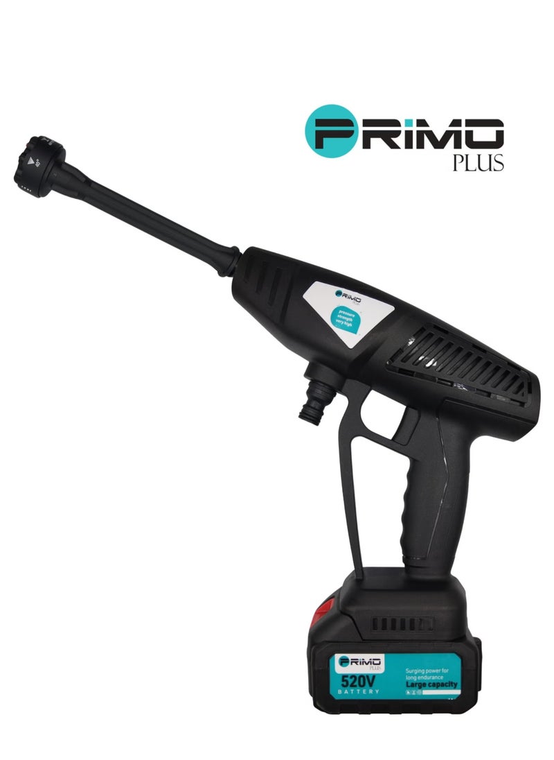 PRIMO PLUS - Car Wash Pressure Pump, Strong Water Pressure, 520V Lithium Battery, Long Battery Life, 6-in-1 Nozzle, Multiple Uses - Image 1