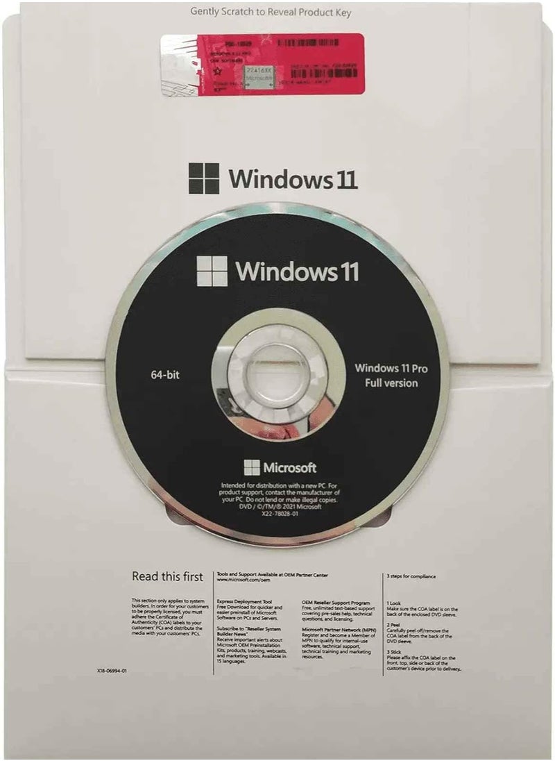 Windows - Microsoft Windows 11 Pro Full Version 64Bit OEI DVD one piece - Image 1