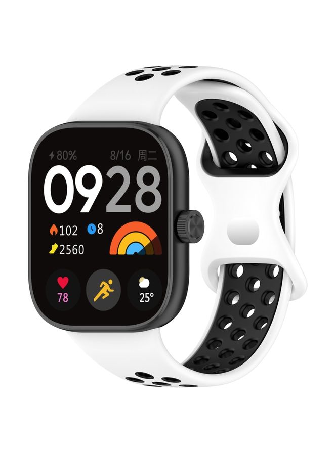 Beauenty Replacement Strap For Redmi Watch 4 Dual Color Perforated Silicone Watch Band White Blak