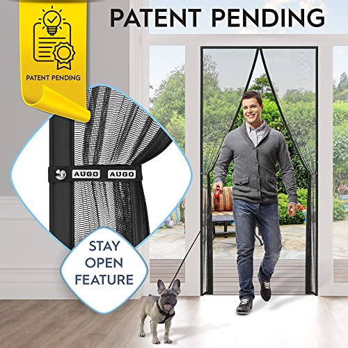 AUGO Magnetic Fiberglass Screen Door - Self Sealing, Heavy Duty, Hands Free Mesh Partition Keeps Bugs Out - Door Screen Magnetic Closure - Patent Pending Keep Open Feature - 38 Inch x 83 Inch - Image 2