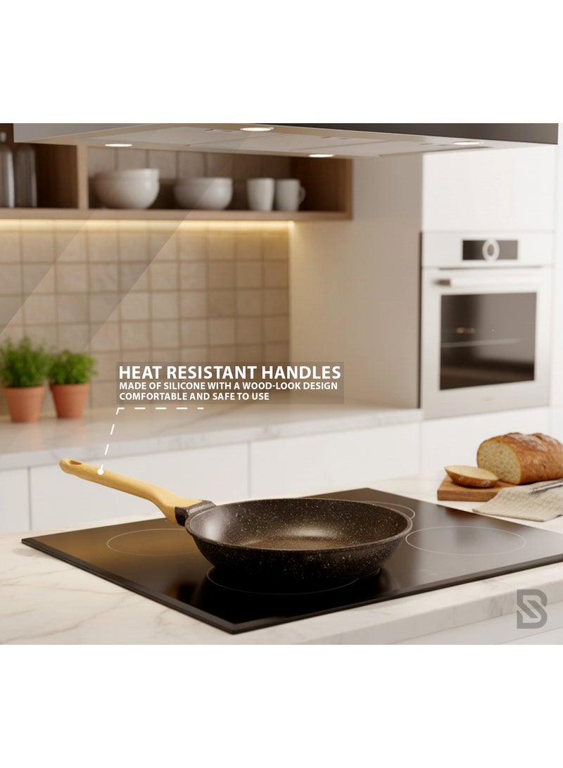 Bidstone 28cm Granite Frying Pan – 2.7L Nonstick Saute Pan with Stay-Cool Handle & Hanging Loop – Multi-Layer Coating (Grey) - Image 2