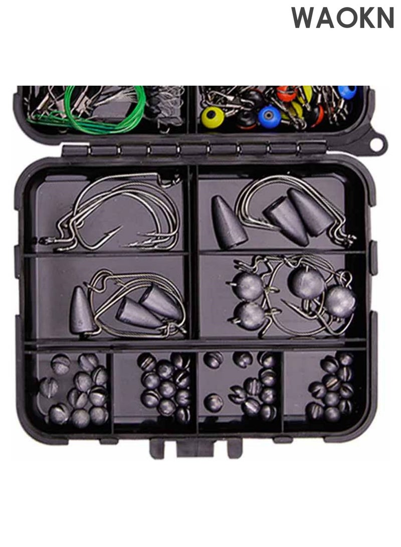 دبليو أيه أو كي أن 257PCS محطة معالجة مجموعات ملحقات الصيد المحمولة مجموعة مع معالجة مربع مقاومة التآكل مكافحة لف الصيد خطاف مجموعة للخارج - Image 3