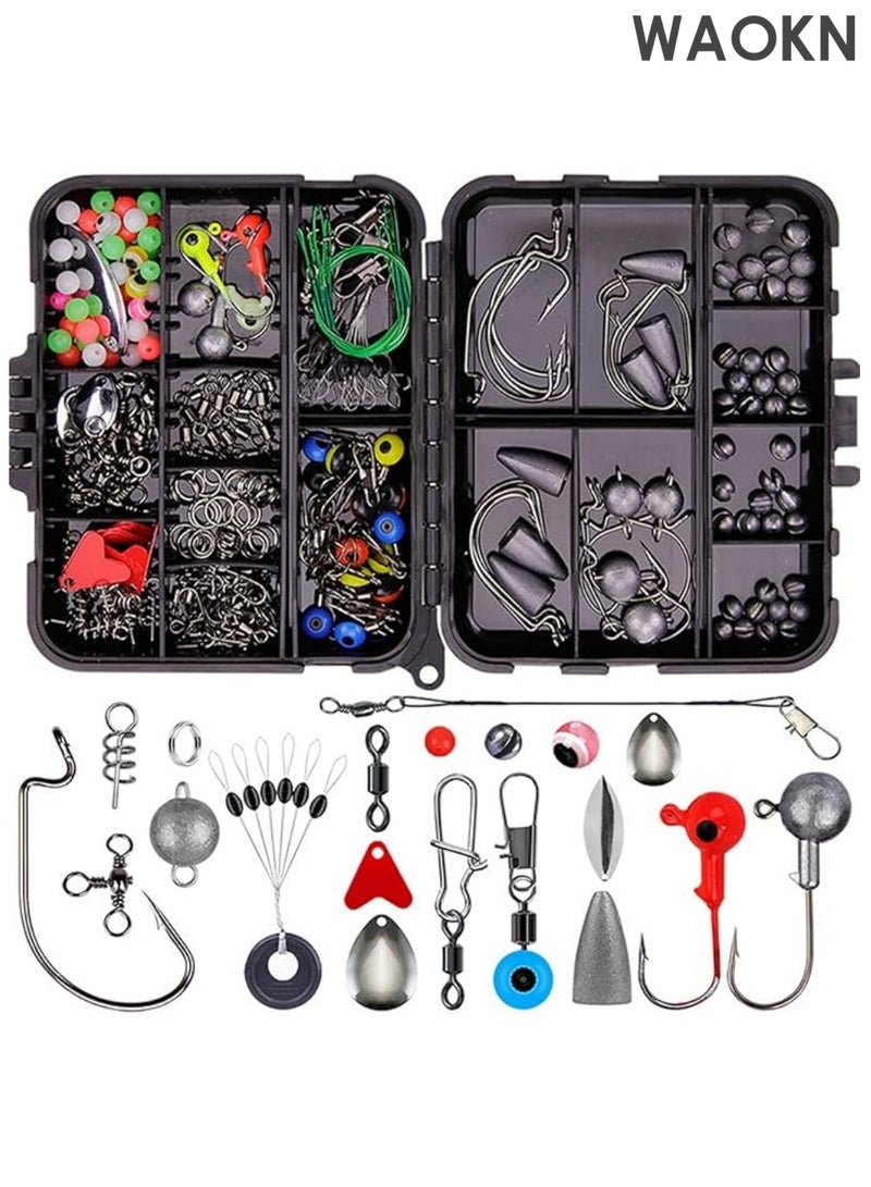 دبليو أيه أو كي أن 257PCS محطة معالجة مجموعات ملحقات الصيد المحمولة مجموعة مع معالجة مربع مقاومة التآكل مكافحة لف الصيد خطاف مجموعة للخارج - Image 1