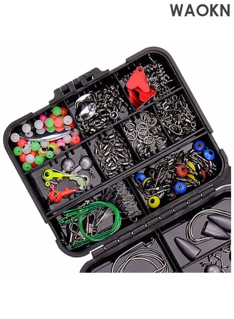 دبليو أيه أو كي أن 257PCS محطة معالجة مجموعات ملحقات الصيد المحمولة مجموعة مع معالجة مربع مقاومة التآكل مكافحة لف الصيد خطاف مجموعة للخارج - Image 2